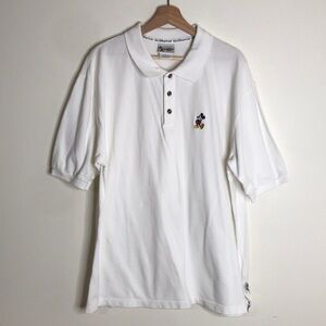 Vintage Walt Disney world white cotton polo shirt with Mickey Mouse large